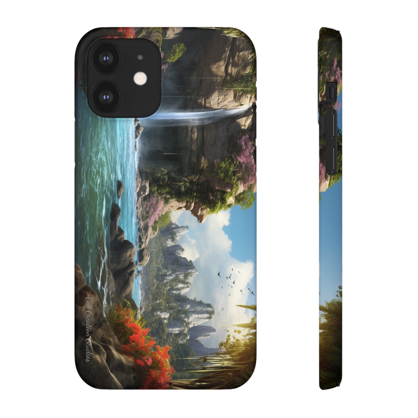 Introducing the "Nature's Cascade" Cell Phone Case – Capture Majestic Beauty with Rock Cliffs and Waterfall! -Snap Cases