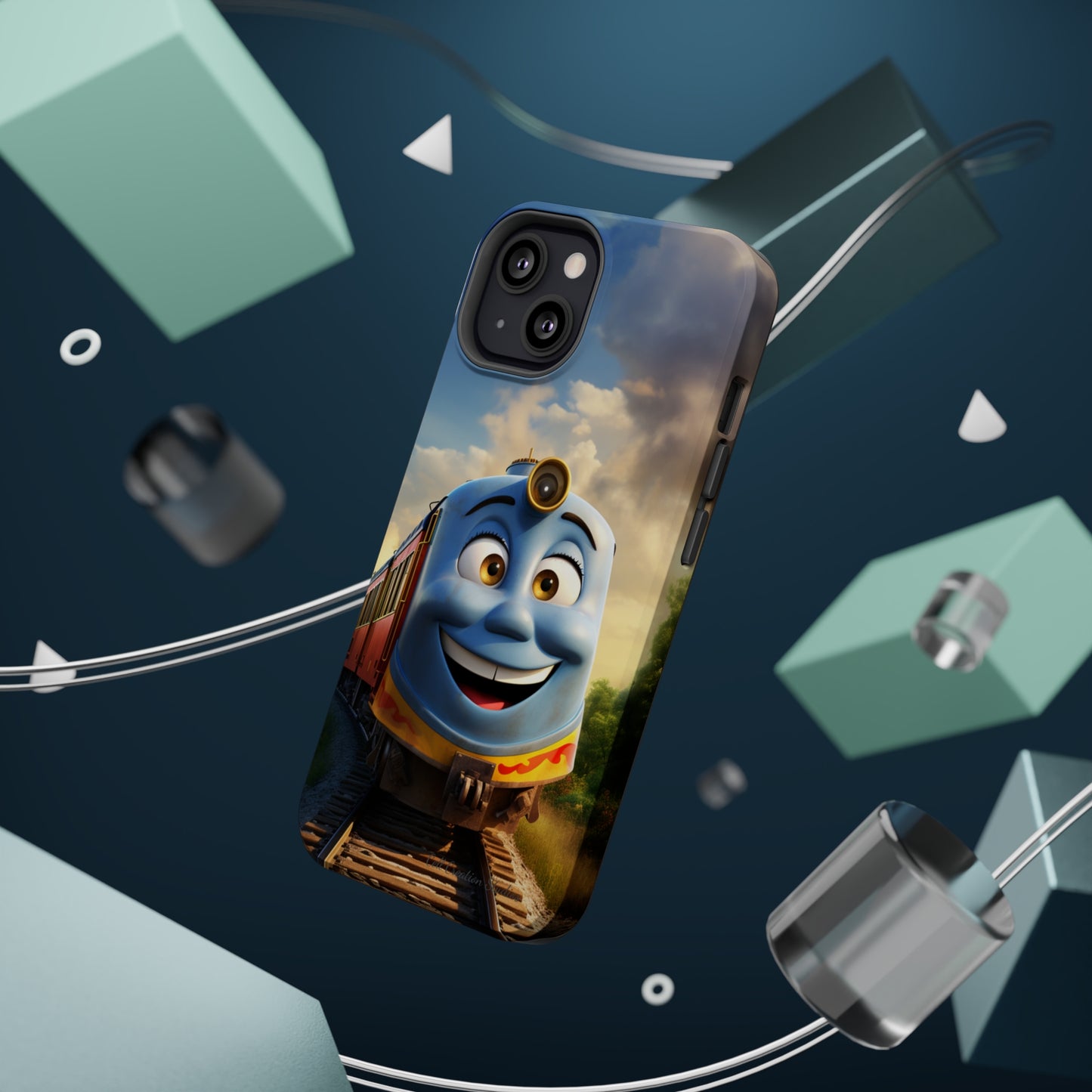 The "Smiling Blue Train" Phone Case -MagSafe Tough Cases