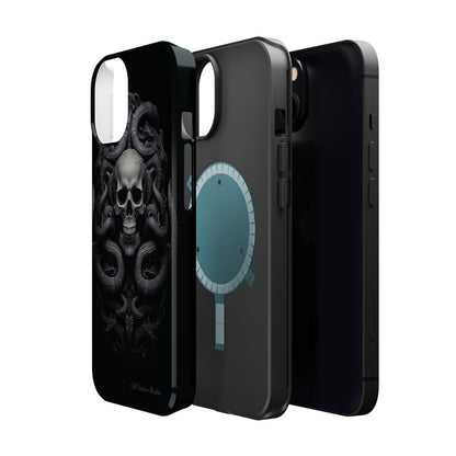 Introducing the "Monochrome Skull and Snakes" Cell Phone Case – A Bold Statement -MagSafe Tough Cases