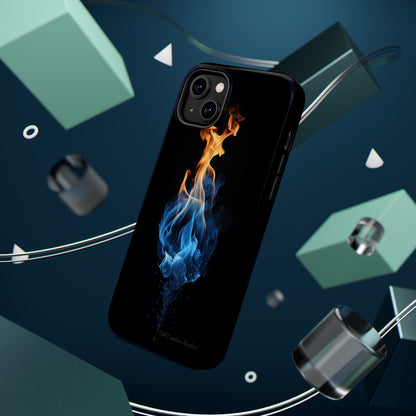 "Elegant Blue and Orange Flame" Phone Case: Ignite Your Style -MagSafe Tough Cases