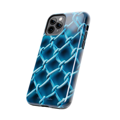 Introducing the "Elegant Chainlink" Cell Phone Case – Embrace Contemporary Style with Blue Chain Link Design -Tough Phone Cases