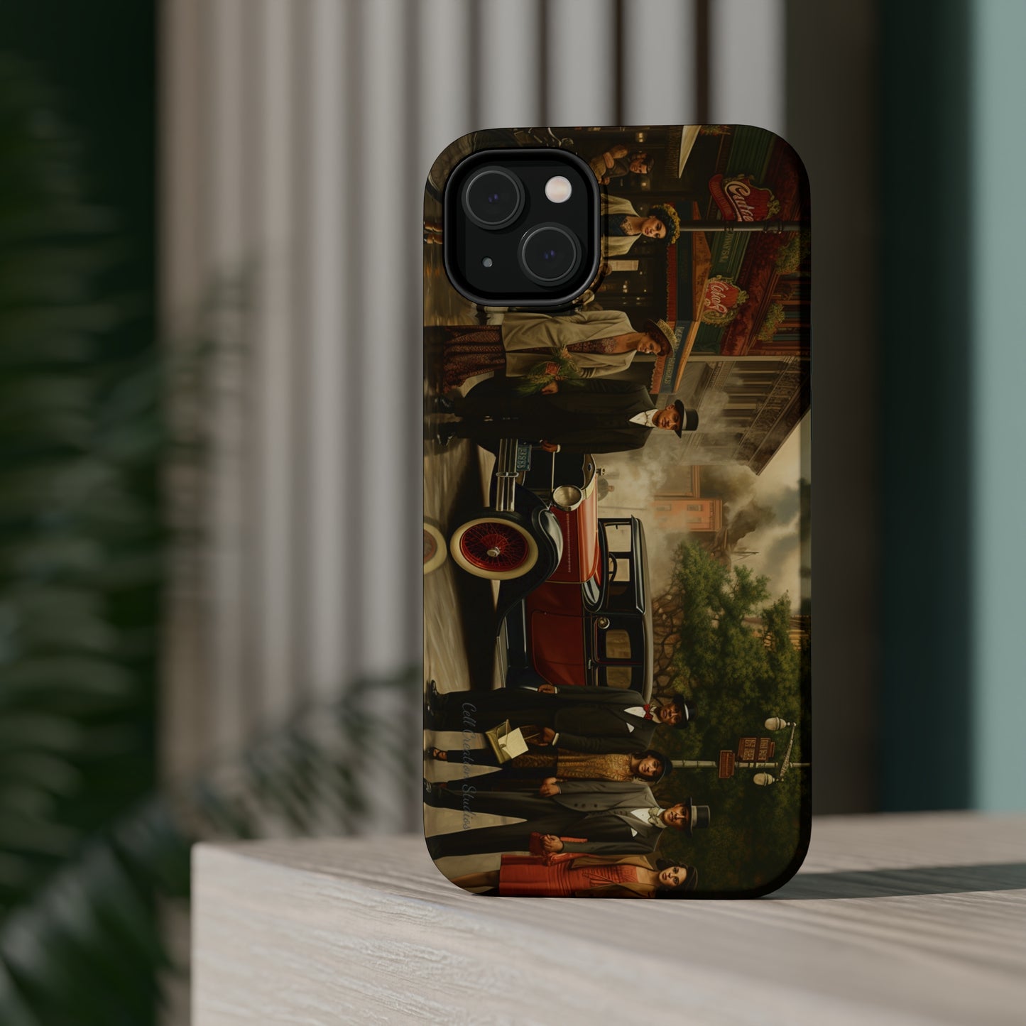 Introducing the "1920s Americana Revival" Cell Phone Case – Step into Nostalgic Elegance with a Vintage Street Scene! -MagSafe Tough Cases