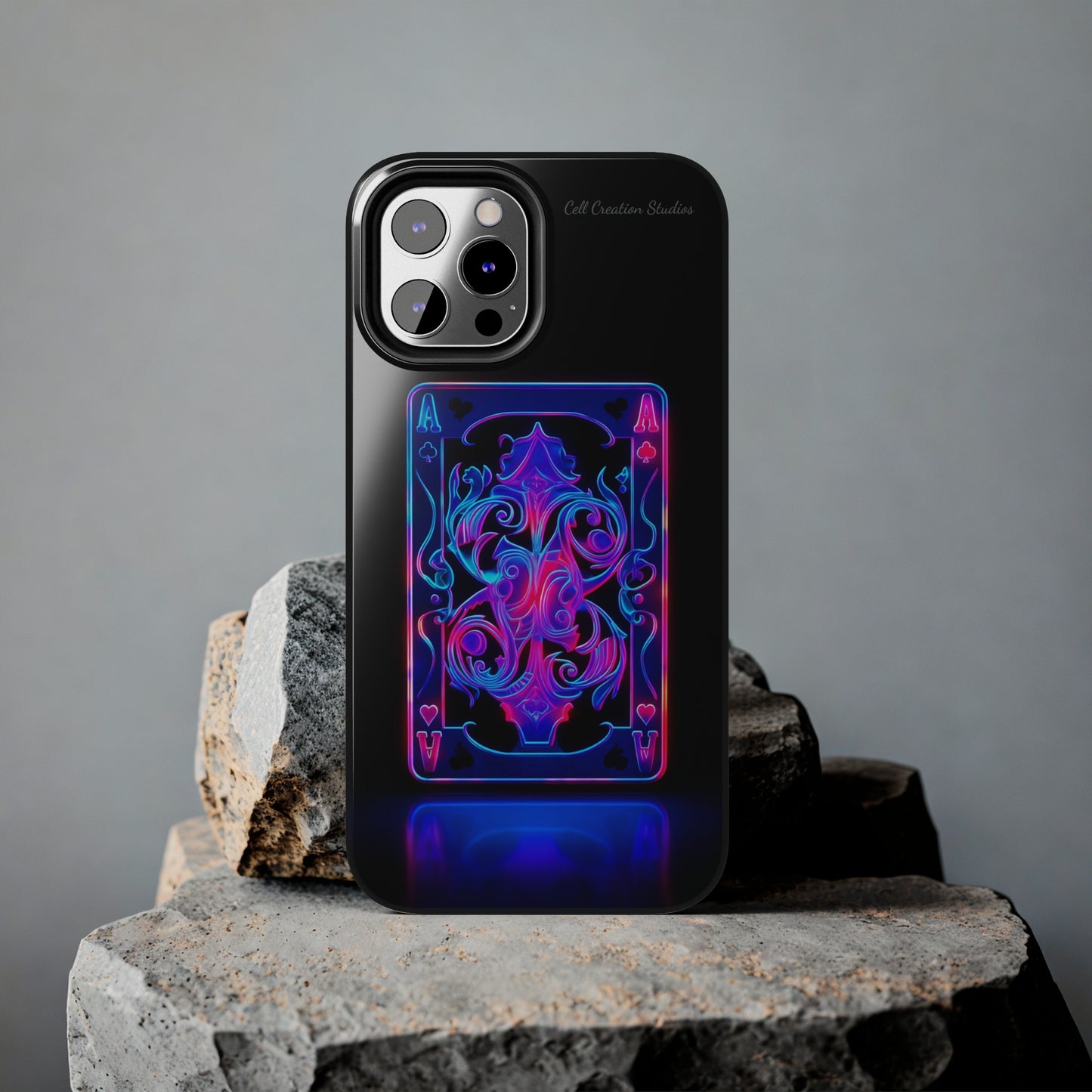 Introducing the "Neon Ace of Hearts" Cell Phone Case – Elevate Your Style with a Dazzling Card -Tough Phone Cases