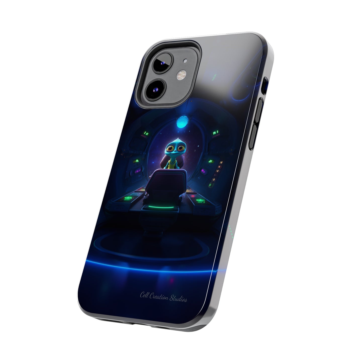 The "Galactic Buddy" Blue Alien Spaceship Phone Case -Tough Phone Cases