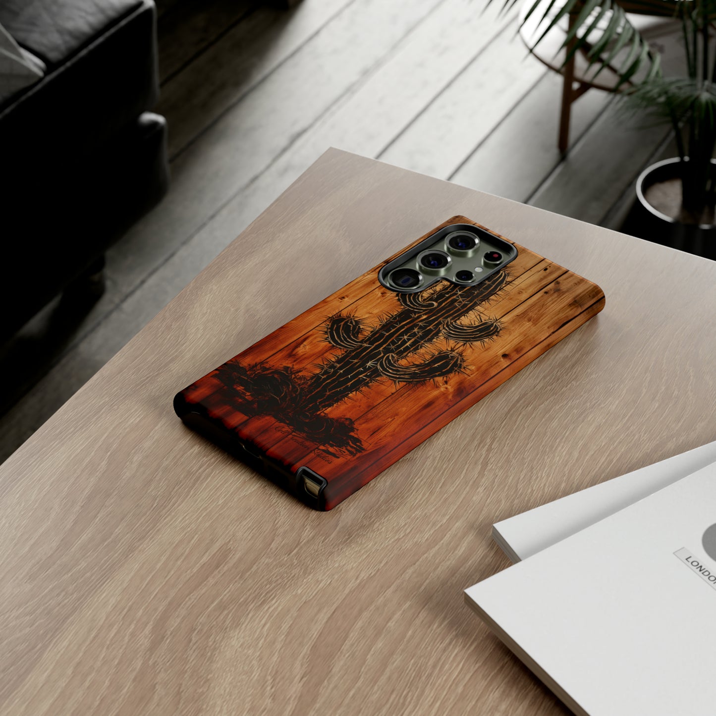 "Desert Vibes Cactus Burnt Wood Design" Phone Case -Tough Cases