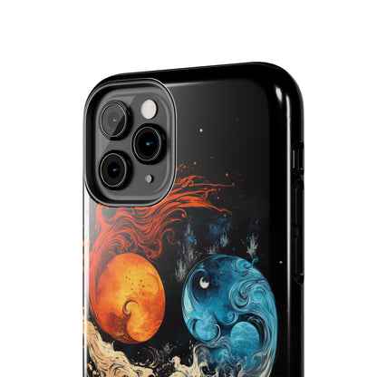 "Harmony in Contrast: Orange and Blue Yin and Yang Phone Case" -Tough Phone Cases