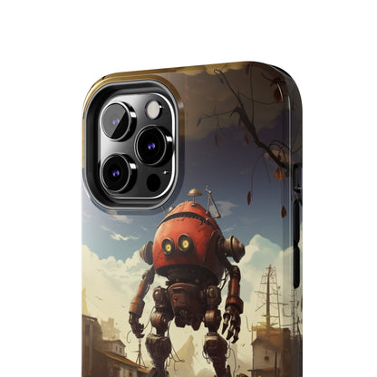 Introducing the "Urban Encounter" Cell Phone Case – Witness the Epic Convergence of Man and Giant Robot -Tough Phone Cases