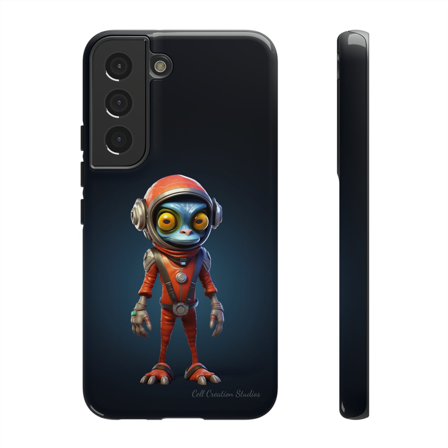 The "AstroGuard" Animated Blue Alien Astronaut Phone Case -Tough Cases