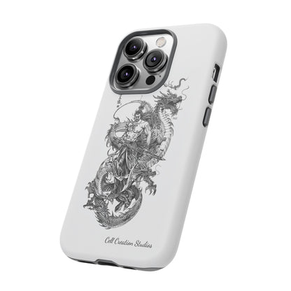 "Samurai and Dragon Sketch" -Tough iPhone Cases