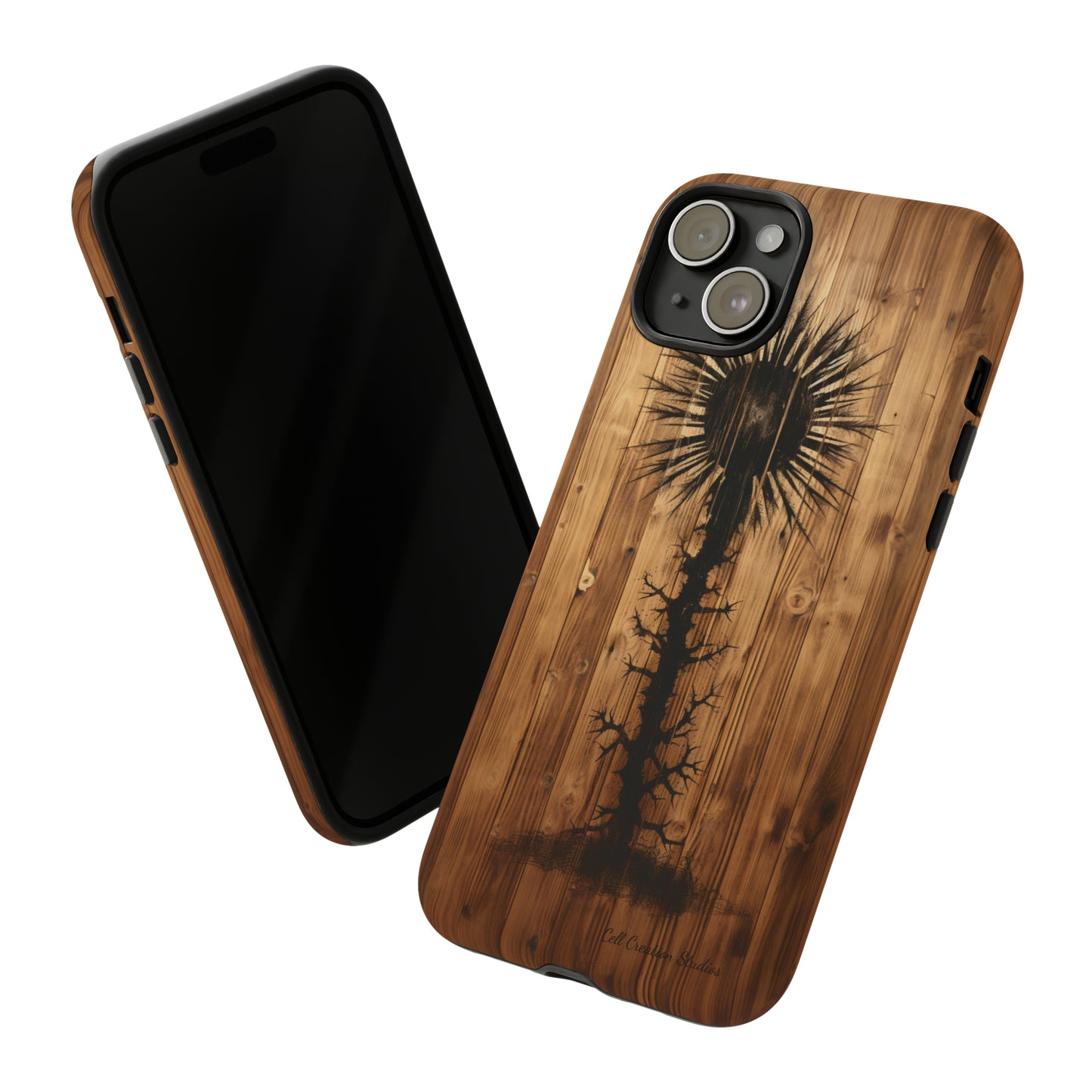 "Desert Plant on Wood Themed Phone Case: Embrace Nature's Beauty" -Tough Cases