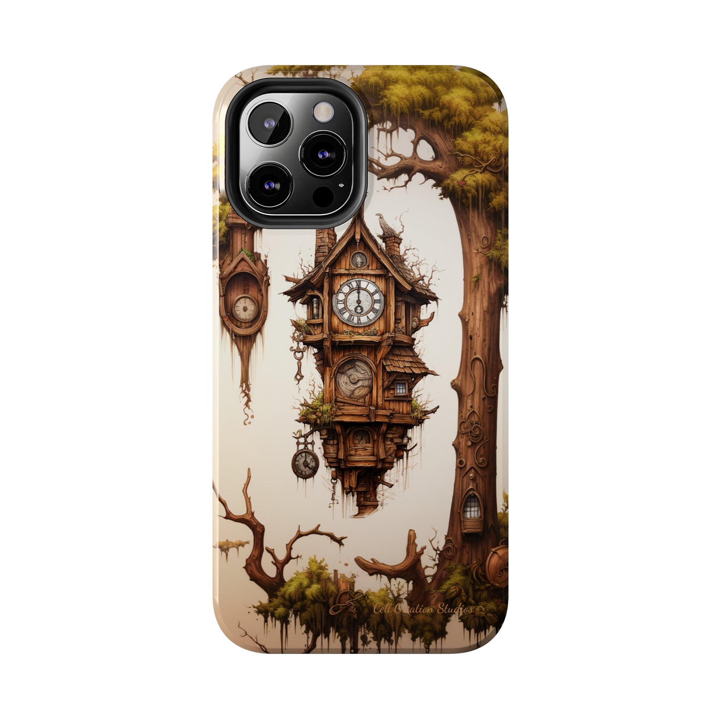 Introducing the "Mystical Wooden Clock" Cell Phone Case – Embrace Enchantment and Timeless Beauty -Tough Phone Cases