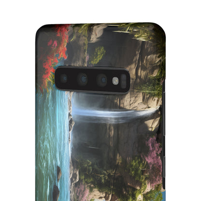 Introducing the "Nature's Cascade" Cell Phone Case – Capture Majestic Beauty with Rock Cliffs and Waterfall! -Snap Cases