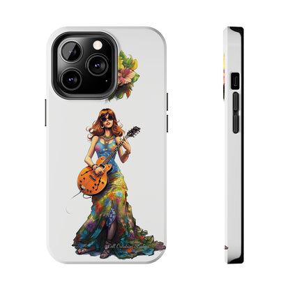 Introducing the "Hippie Chick Groove" Cell Phone Case – Retro Vibes and Musical Delight -Tough Phone Cases