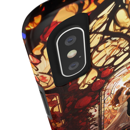 Introducing the "Stained Glass Love" Cell Phone Case – Capture the Romance of a Couple in Front of a Stained Glass Window -Tough Phone Cases