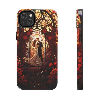 Introducing the "Stained Glass Love" Cell Phone Case – Capture the Romance of a Couple in Front of a Stained Glass Window -Tough Phone Cases