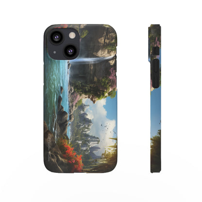 Introducing the "Nature's Cascade" Cell Phone Case – Capture Majestic Beauty with Rock Cliffs and Waterfall! -Snap Cases