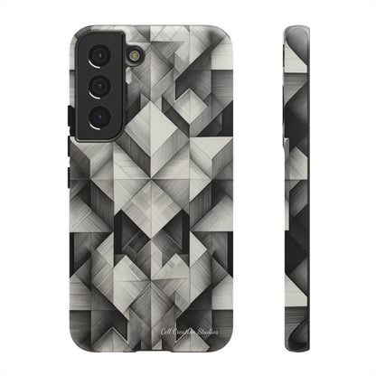 The "Black and White Geometric Pattern" Cell Phone Case- Elevate Your Phone's Style -Tough Cases