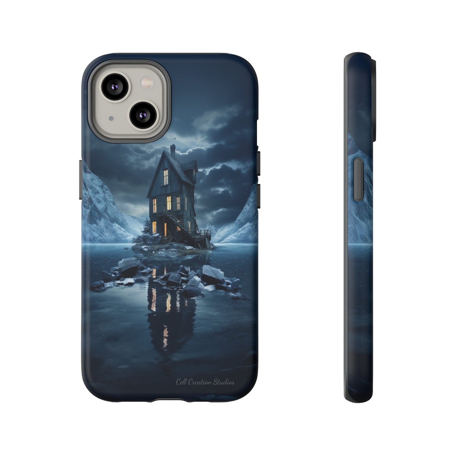 "Mountain Retreat" Winter Lake Cell Phone Cover – Capture the Tranquil Beauty!