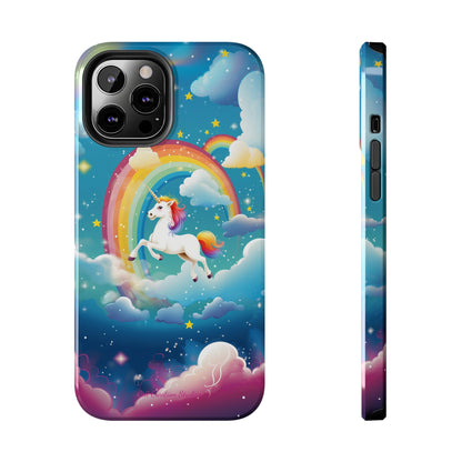 Introducing the "Rainbow Soar" Cell Phone Case – Embark on a Whimsical Journey with a Flying Unicorn -Tough Phone Cases