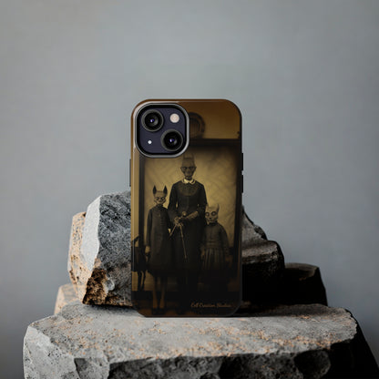 Introducing the "Vintage Odd Creatures" Cell Phone Case – Step into the Eerie Charm of a Haunting Family Portrait -Tough Phone Cases