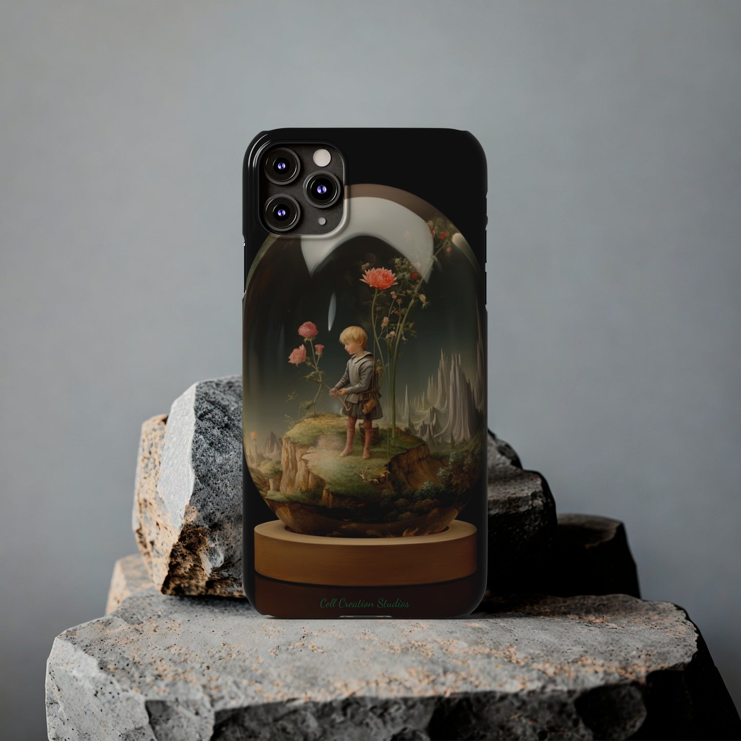 Introducing the "Miniature Gardener" Cell Phone Case – Embrace Your Imagination with a Captivating Glass-Encased Design -Slim Phone Cases