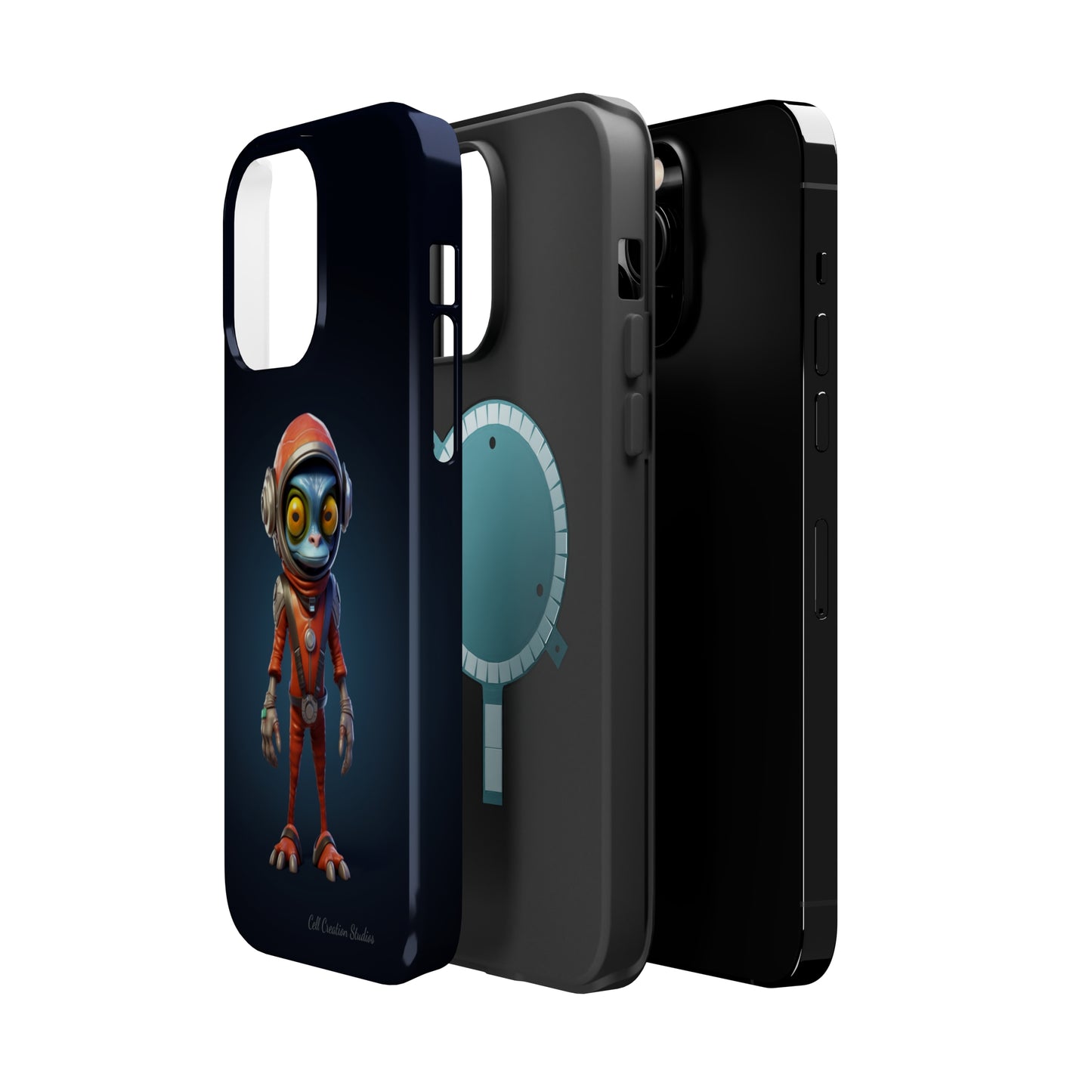 The "AstroGuard" Animated Blue Alien Astronaut Phone Case -MagSafe Tough Cases