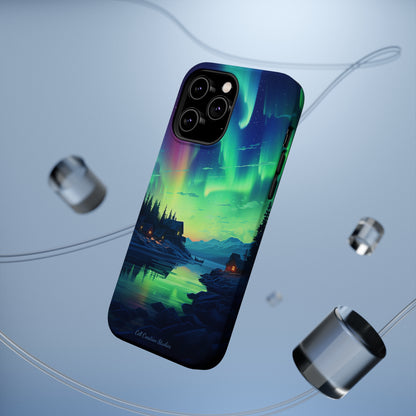 Introducing the "Northern Lights Haven" Cell Phone Case – Experience the Enchantment of Aurora Borealis and Charming Townscape -MagSafe Tough Cases