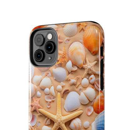 "Seaside Serenity Phone Case: Starfish and Seashells" -Tough Phone Cases