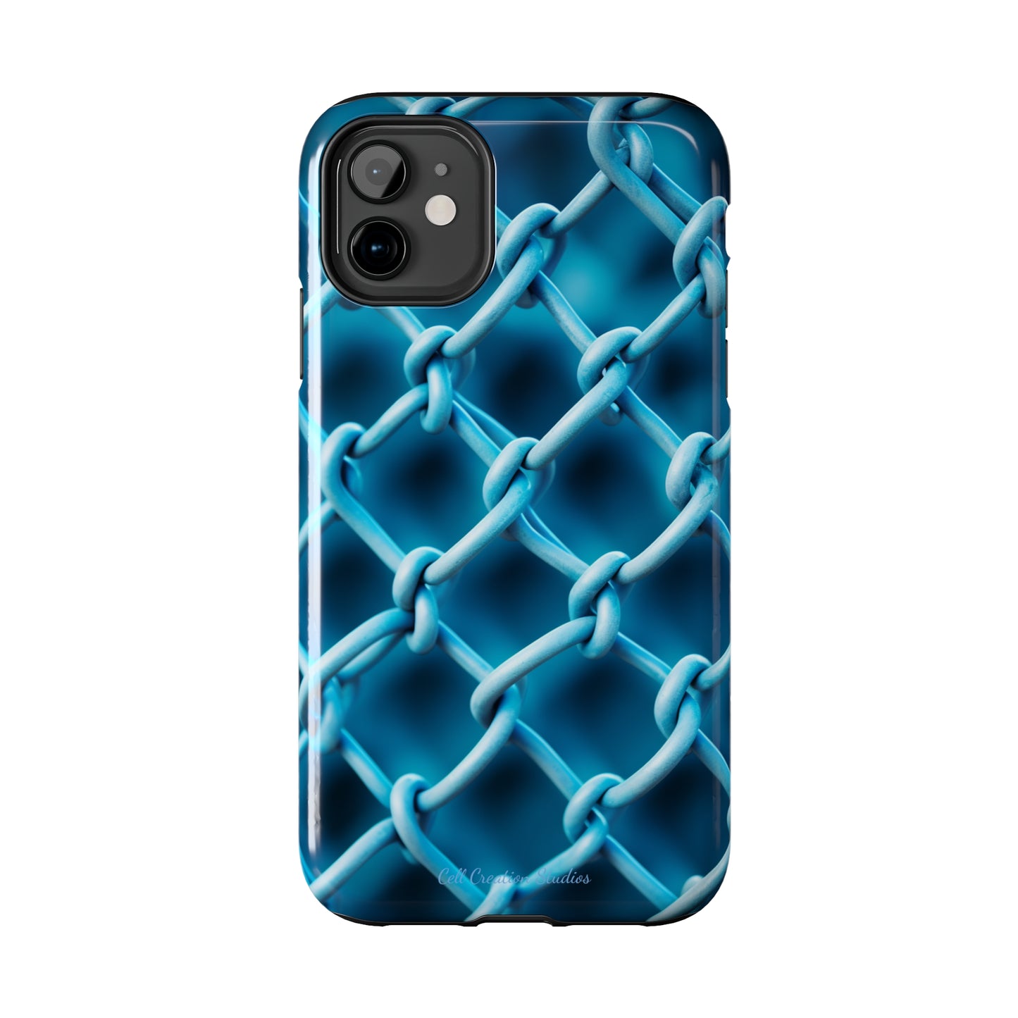 Introducing the "Elegant Chainlink" Cell Phone Case – Embrace Contemporary Style with Blue Chain Link Design -Tough Phone Cases