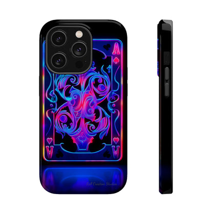 Introducing the "Neon Ace of Hearts" Cell Phone Case – Elevate Your Style with a Dazzling Card -MagSafe Tough Cases