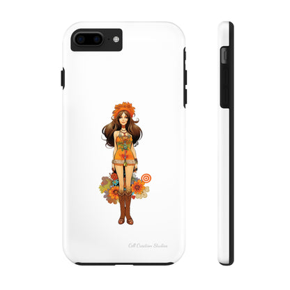 Introducing the "Groovy Hippie Chick" Cell Phone Case – Peace, Love, and Retro Style -Tough Phone Cases