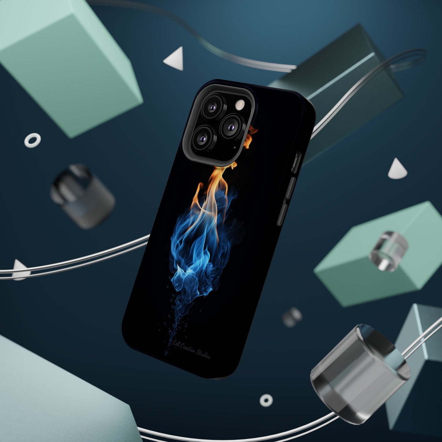 "Elegant Blue and Orange Flame" Phone Case: Ignite Your Style -MagSafe Tough Cases