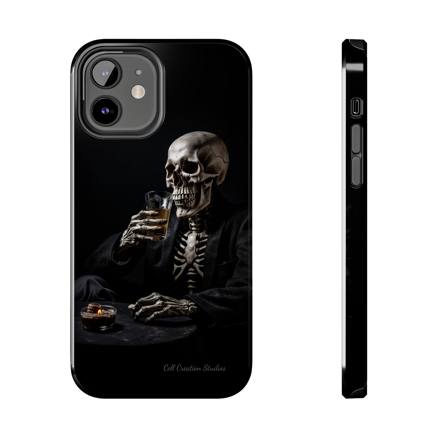 "Embrace the Dark Side with Our Skeleton Drinking Phone Case" -Tough Phone Cases