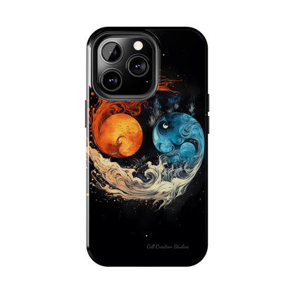 "Harmony in Contrast: Orange and Blue Yin and Yang Phone Case" -Tough Phone Cases