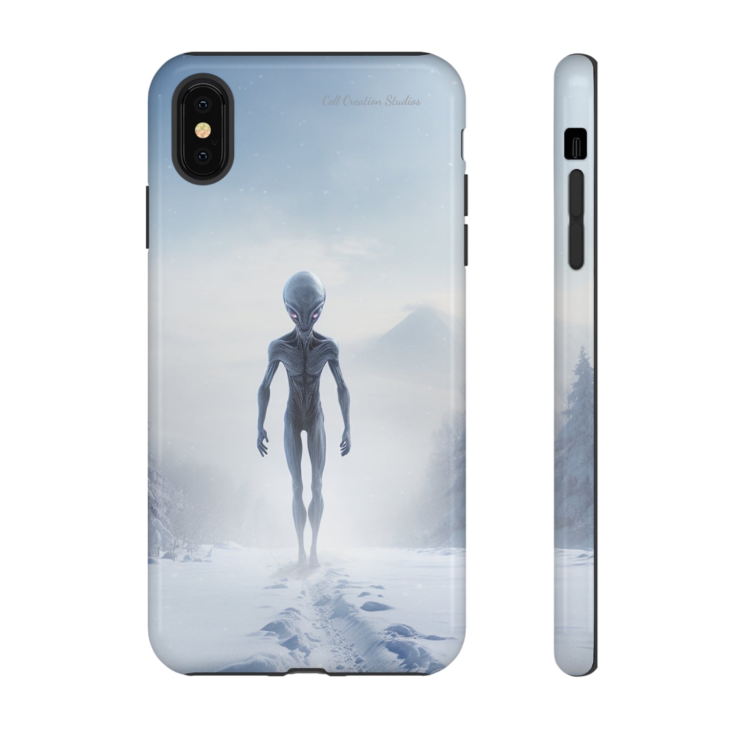 Introducing the "Frosty Extraterrestrial" Cell Phone Case – Embrace Alien Intrigue Amidst the Snowscape -Tough Cases