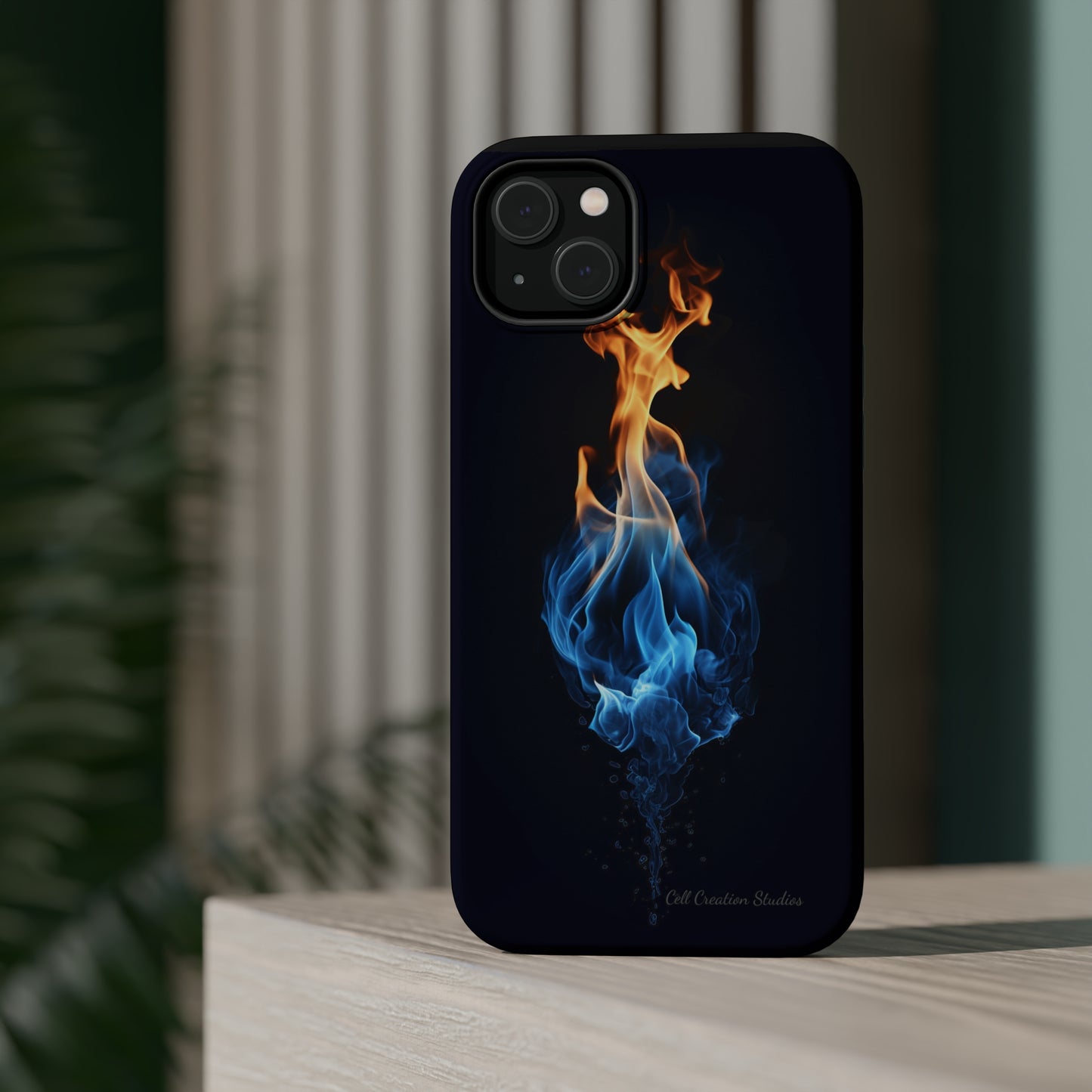 "Elegant Blue and Orange Flame" Phone Case: Ignite Your Style -MagSafe Tough Cases