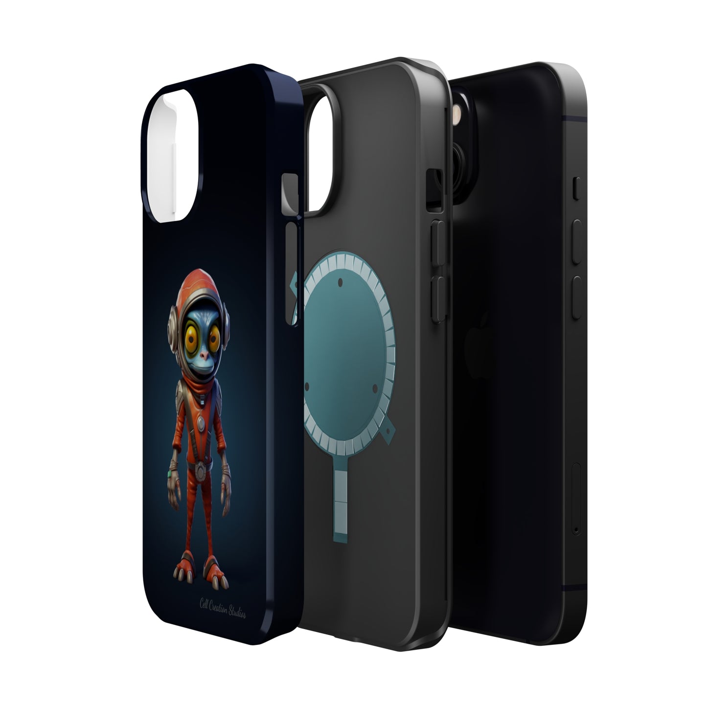 The "AstroGuard" Animated Blue Alien Astronaut Phone Case -MagSafe Tough Cases