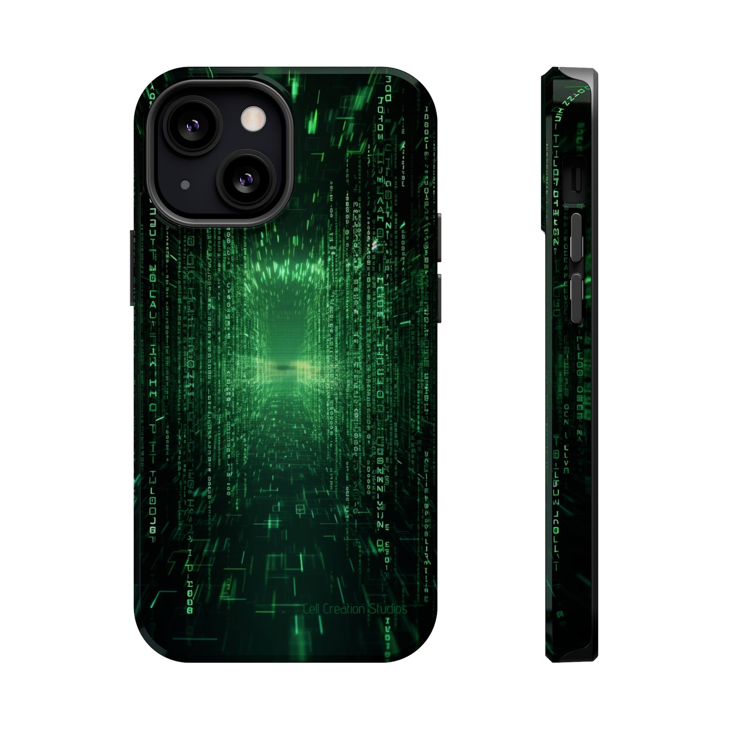 Introducing our "Digital Code Stream" Cell Phone Case – where style meets technology for your device's protection -MagSafe Tough Cases