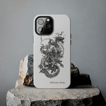 "Samurai and Dragon Sketch" -Tough iPhone Cases