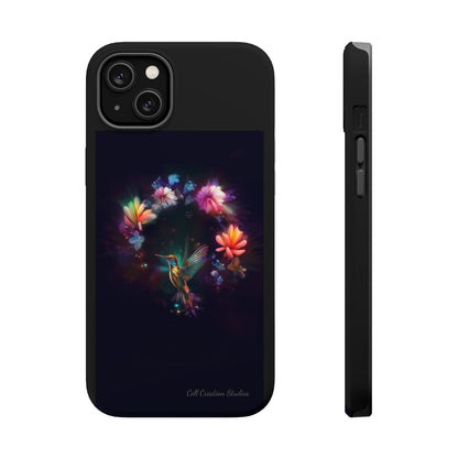 Introducing the "Floral Harmony Hummingbird" Cell Phone Case – Where Elegance Meets Nature -MagSafe Tough Cases