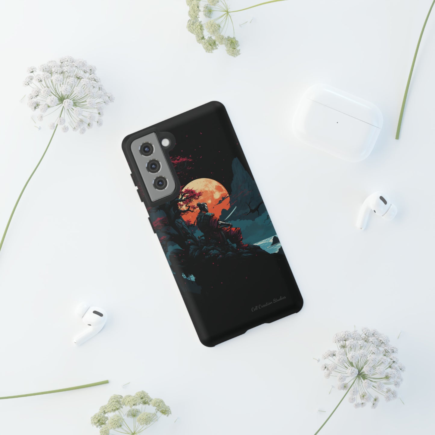 Introducing the "Moonlit Samurai Serenity" Cell Phone Case – Embrace Elegance and Strength -Tough Cases