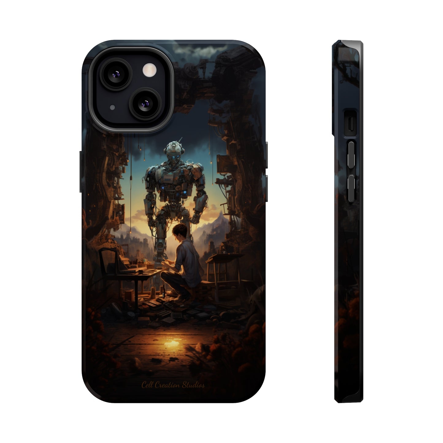 Introducing the "Mechanical Bond" Cell Phone Case – Witness a Captivating Moment of Giant Robot and Boy -MagSafe Tough Cases