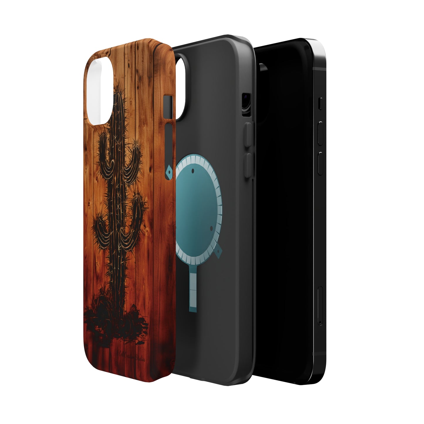 "Desert Vibes Cactus Burnt Wood Design" Phone Case -MagSafe Tough Cases