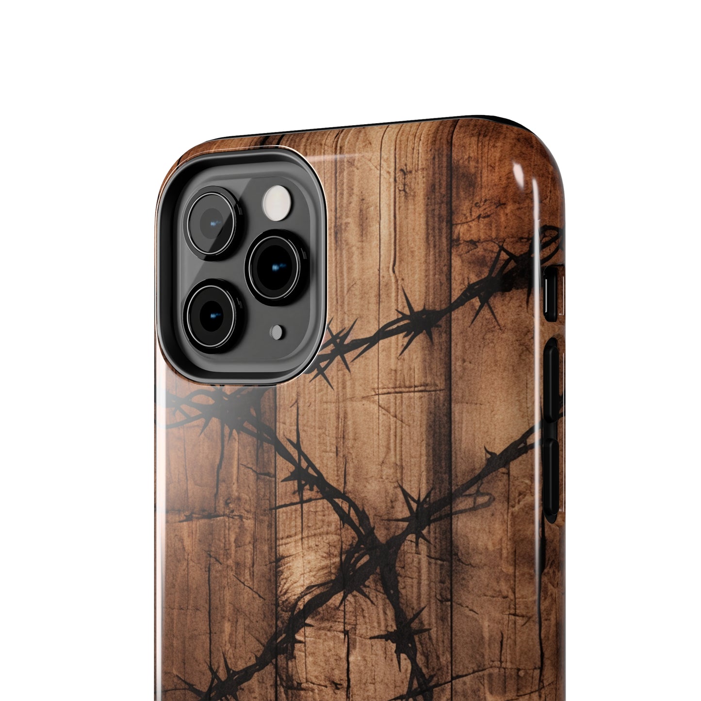 "Elegant Barb Wire on Wood" Embrace Rustic Style -Tough Phone Cases