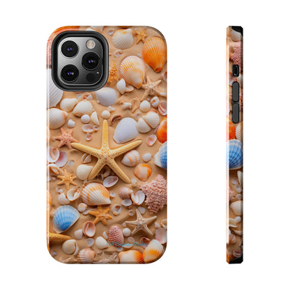 "Seaside Serenity Phone Case: Starfish and Seashells" -Tough Phone Cases