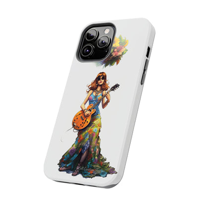 Introducing the "Hippie Chick Groove" Cell Phone Case – Retro Vibes and Musical Delight -Tough Phone Cases