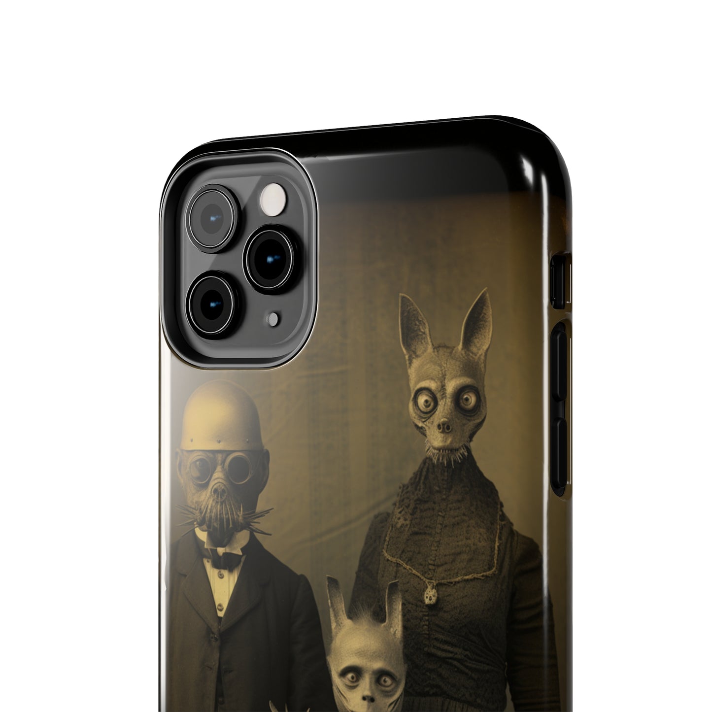 Introducing the "Vintage Odd Creatures" Cell Phone Case – Step into the Eerie Charm of a Haunting Family Portrait -Tough Phone Cases