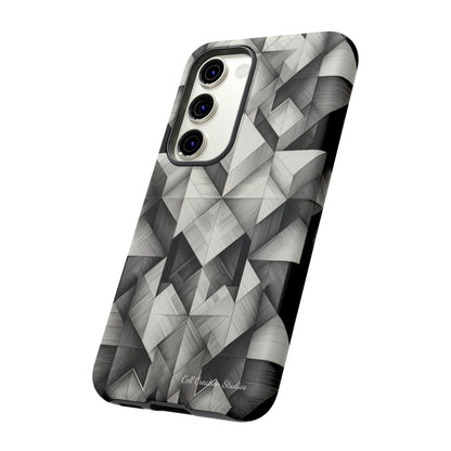 The "Black and White Geometric Pattern" Cell Phone Case- Elevate Your Phone's Style -Tough Cases