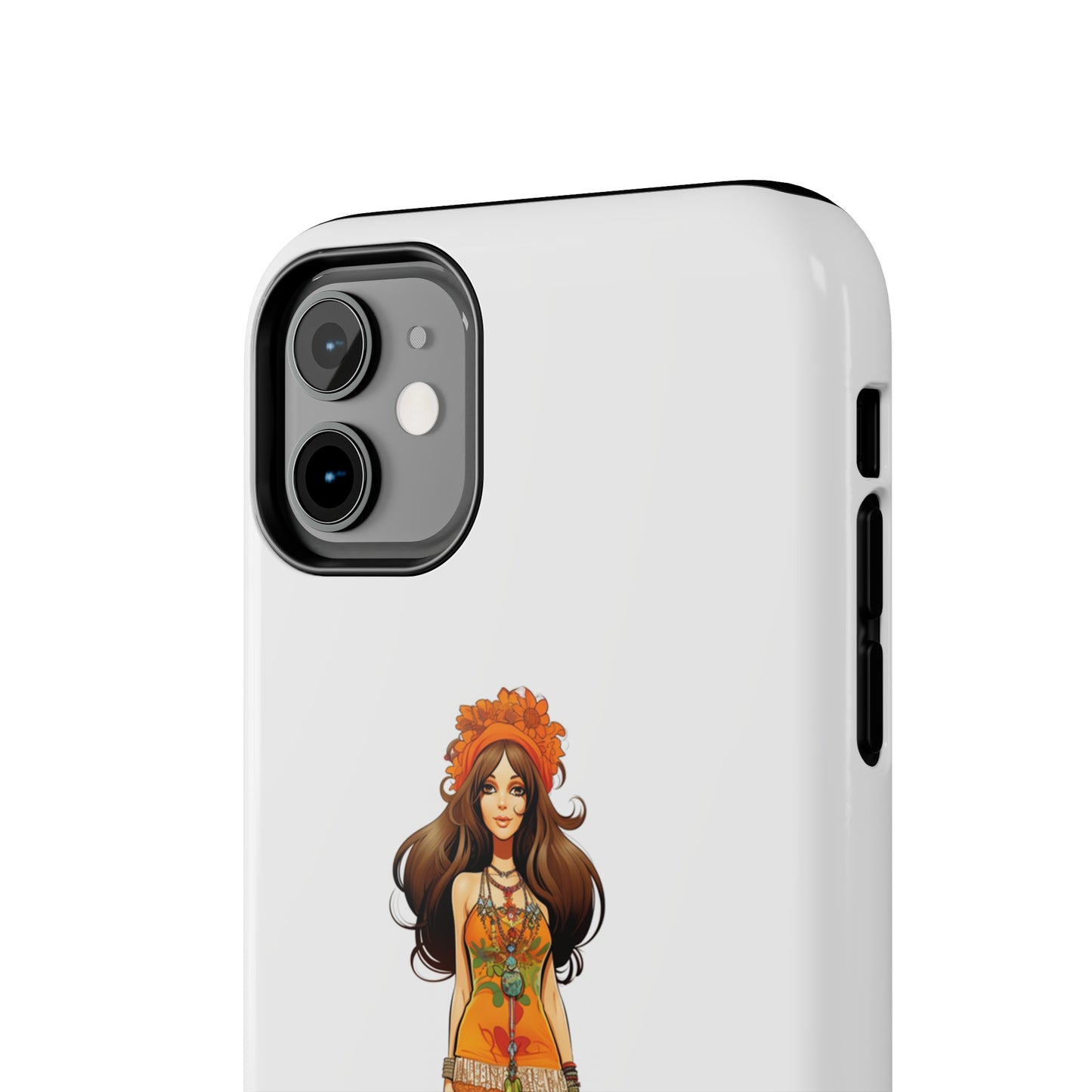 Introducing the "Groovy Hippie Chick" Cell Phone Case – Peace, Love, and Retro Style -Tough Phone Cases