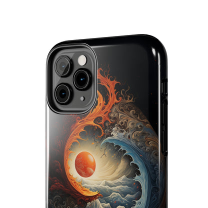 "Dual Elements Clash: Fire and Water Abstract" Phone Case -Tough Phone Cases